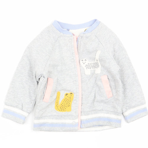 Mini Club Girls Grey Animal Print  Pullover Jumper Size 3-6 Months  - button up