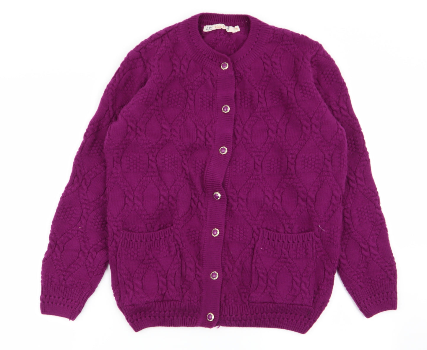 vida vi Womens Purple Geometric  Cardigan Jumper Size 16
