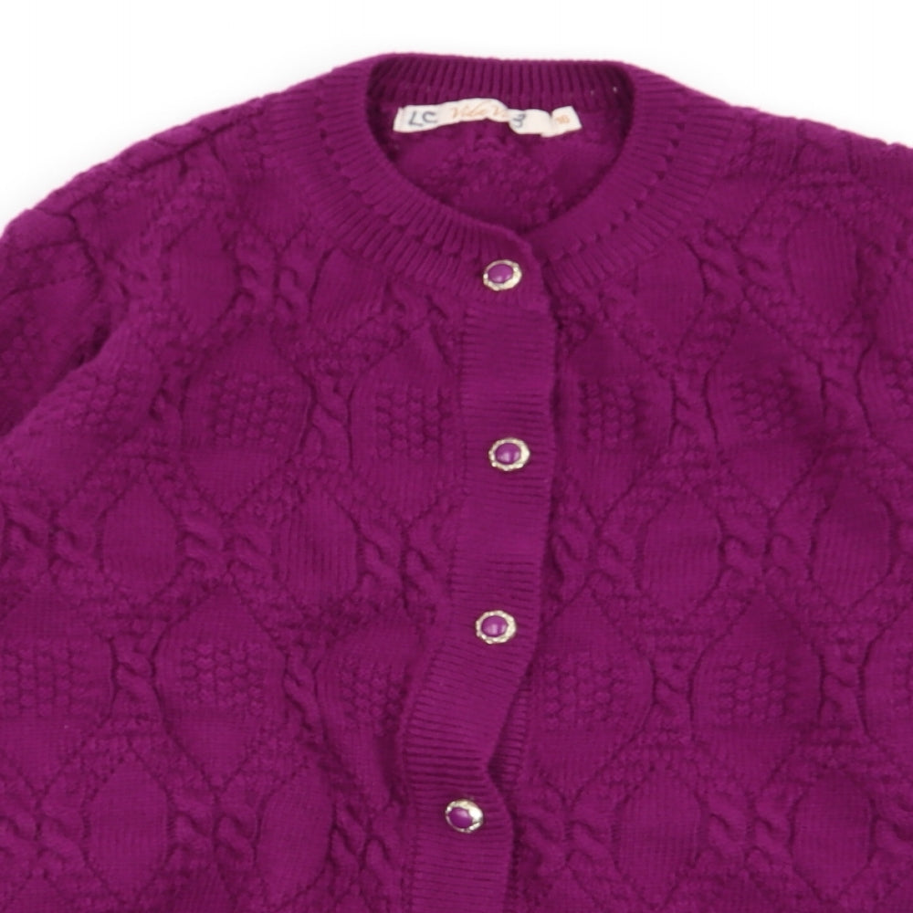 vida vi Womens Purple Geometric  Cardigan Jumper Size 16
