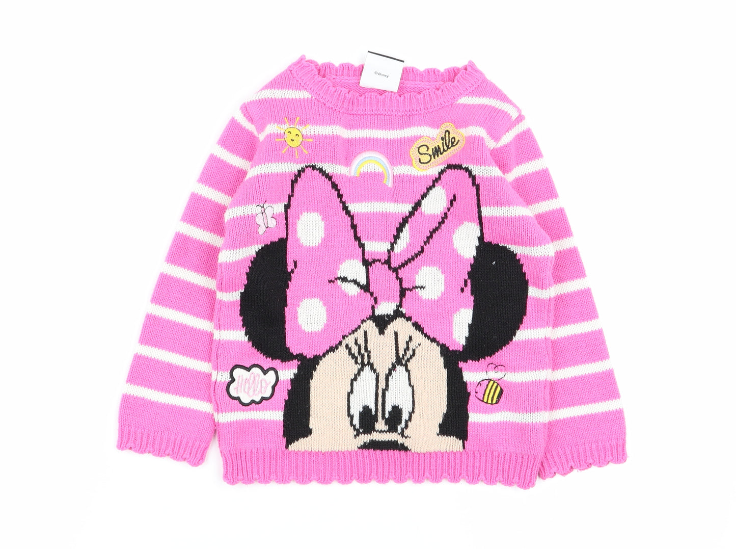Disney Girls Multicoloured Striped  Pullover Jumper Size 2-3 Years