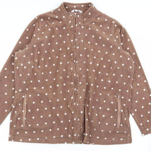 julipa Womens Brown Polka Dot  Full Zip Jumper Size 20