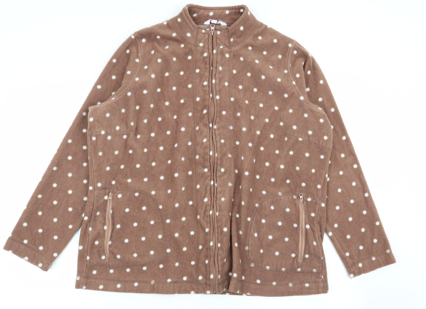 julipa Womens Brown Polka Dot  Full Zip Jumper Size 20