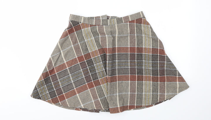 Preworn Womens Multicoloured Check Flare Skirt Size 30 in