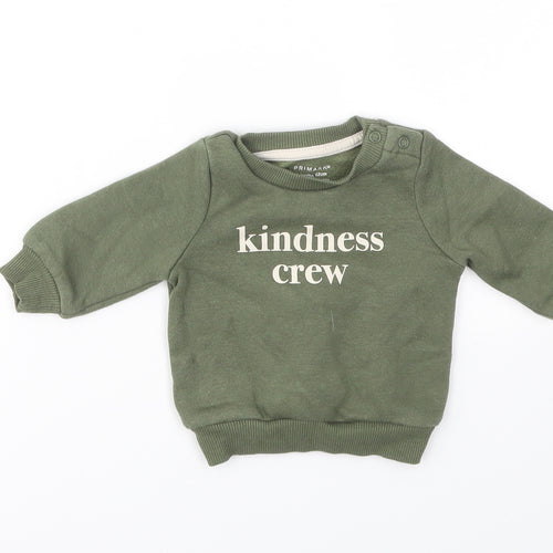 Primark Boys Green Houndstooth  Pullover Jumper Size 0-3 Months