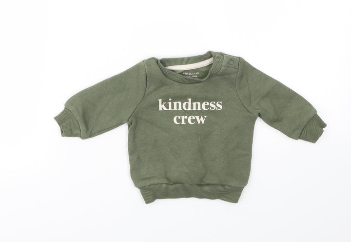 Primark Boys Green Houndstooth Pullover Jumper Size 0-3 Months