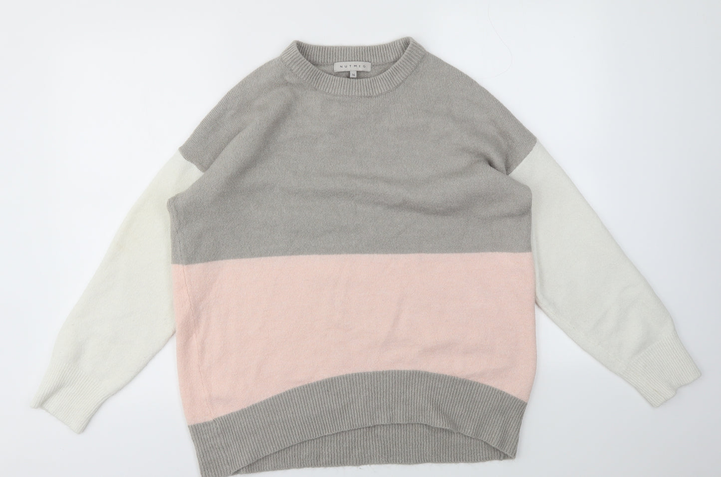 Nutmeg Womens Multicoloured Striped  Pullover Jumper Size 16