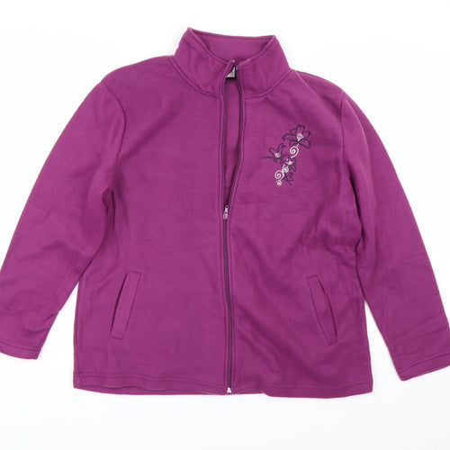 anne de lancay Womens Purple Floral  Full Zip Sweatshirt Size L
