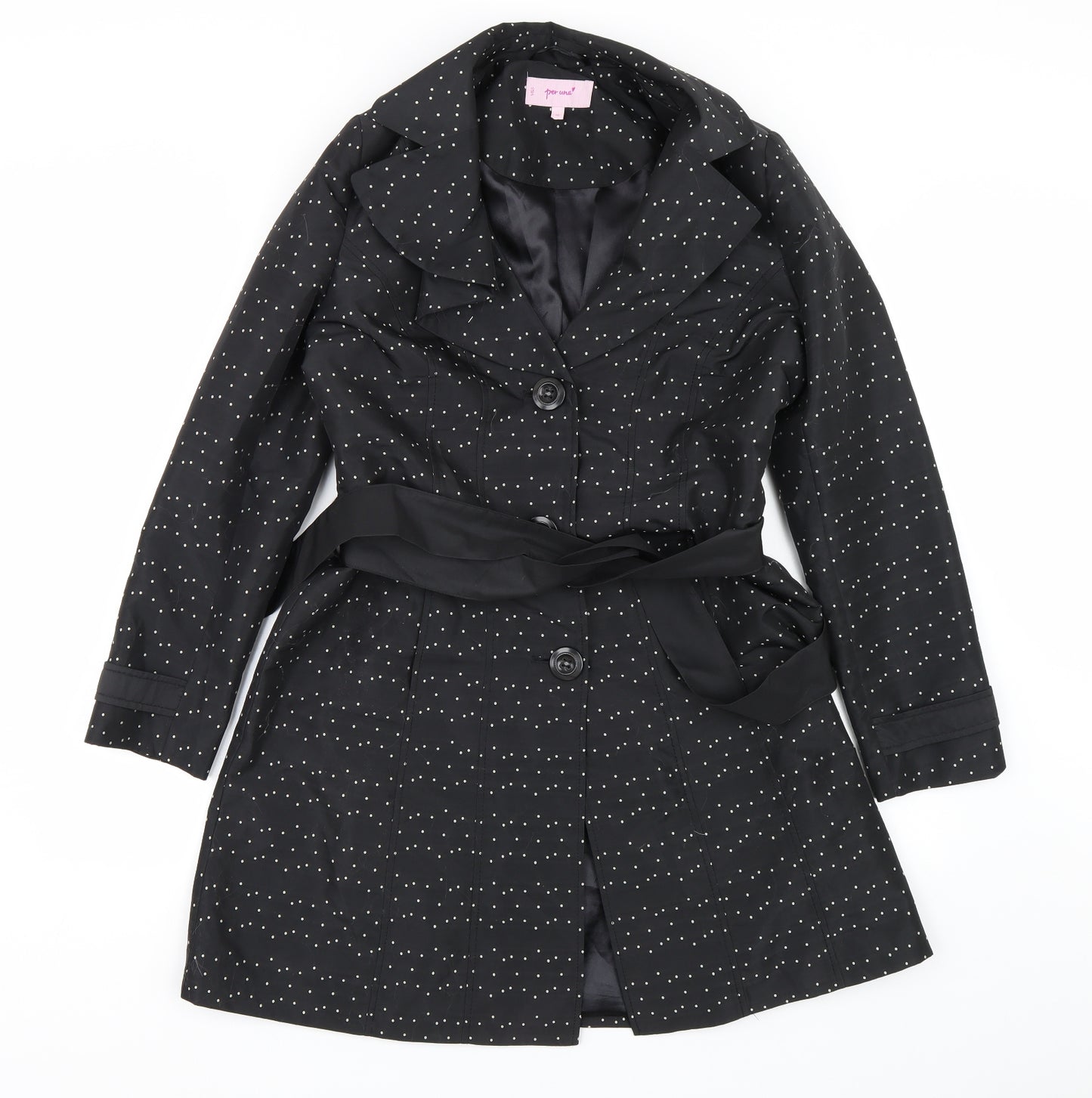 Per Una Womens Black Polka Dot  Trench Coat Coat Size 10