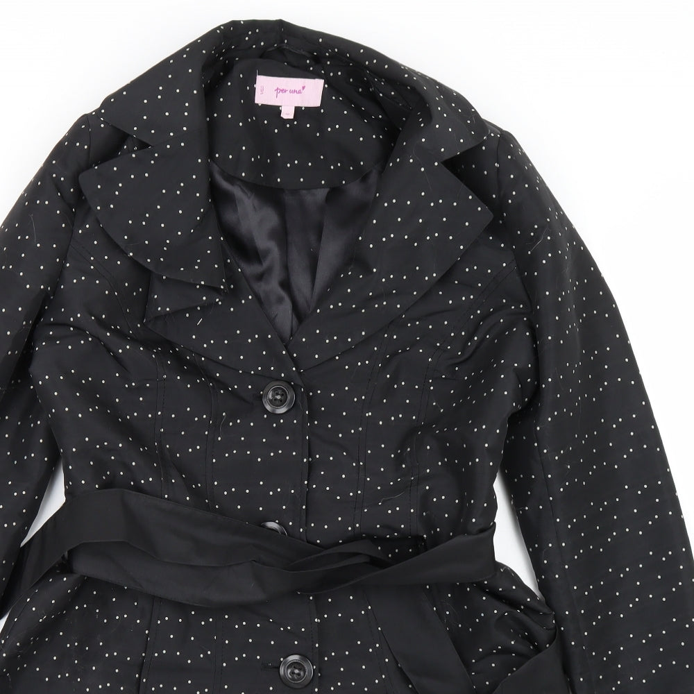 Per Una Womens Black Polka Dot  Trench Coat Coat Size 10