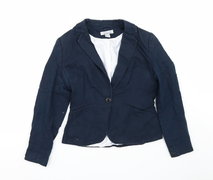 H&M Womens Blue Jacket Suit Size 6
