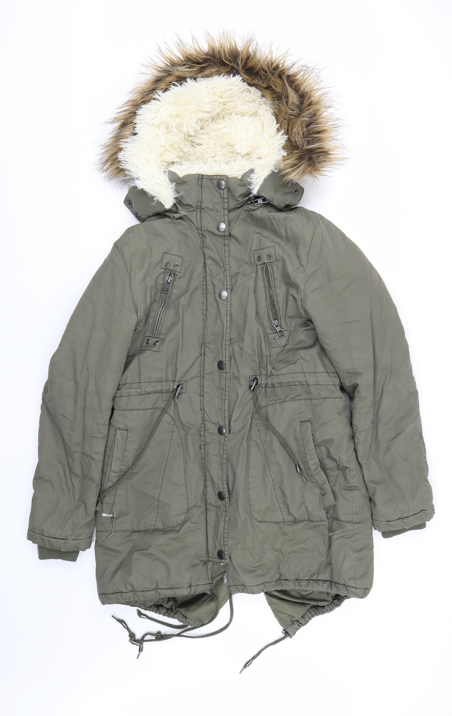 QED London Womens Green   Parka Coat Size 12