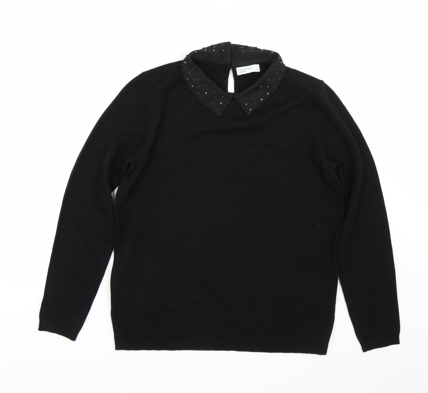 Papaya Womens Black   Pullover Jumper Size 14