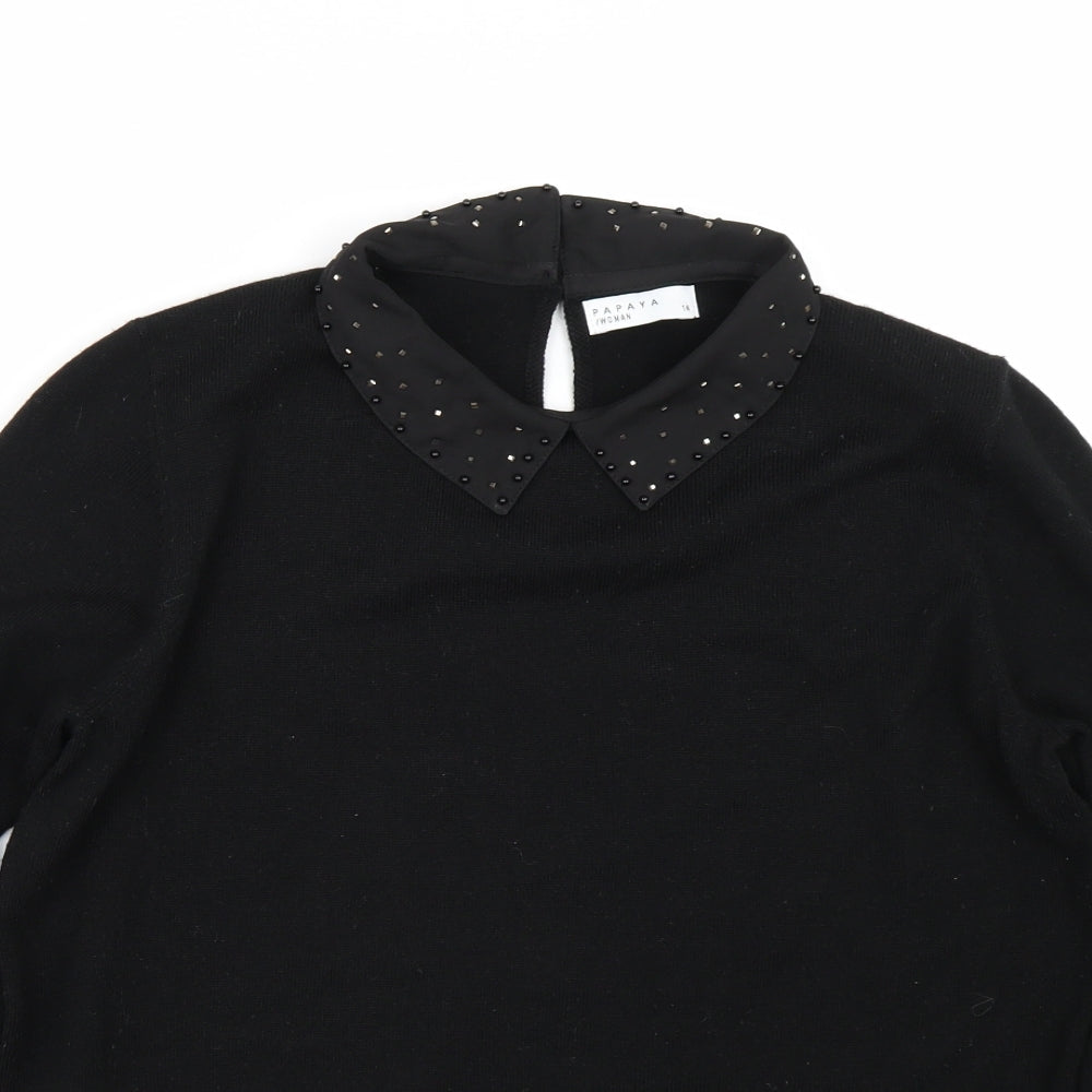 Papaya Womens Black   Pullover Jumper Size 14