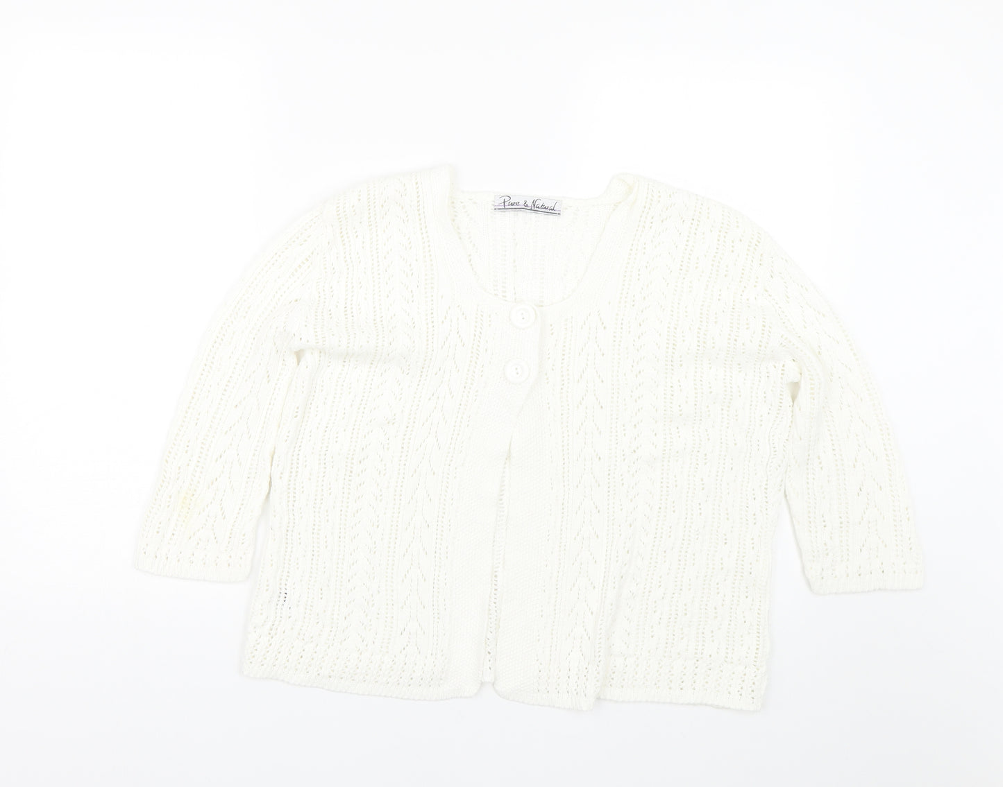 Pure & Natural Womens White   Cardigan Jumper Size S