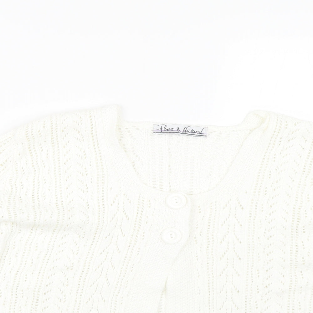 Pure & Natural Womens White   Cardigan Jumper Size S