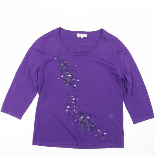 Signature Womens Purple   Basic T-Shirt Size L