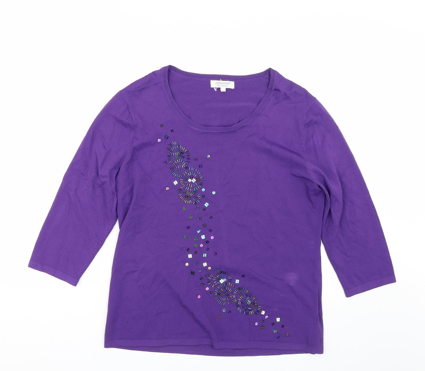 Signature Womens Purple   Basic T-Shirt Size L