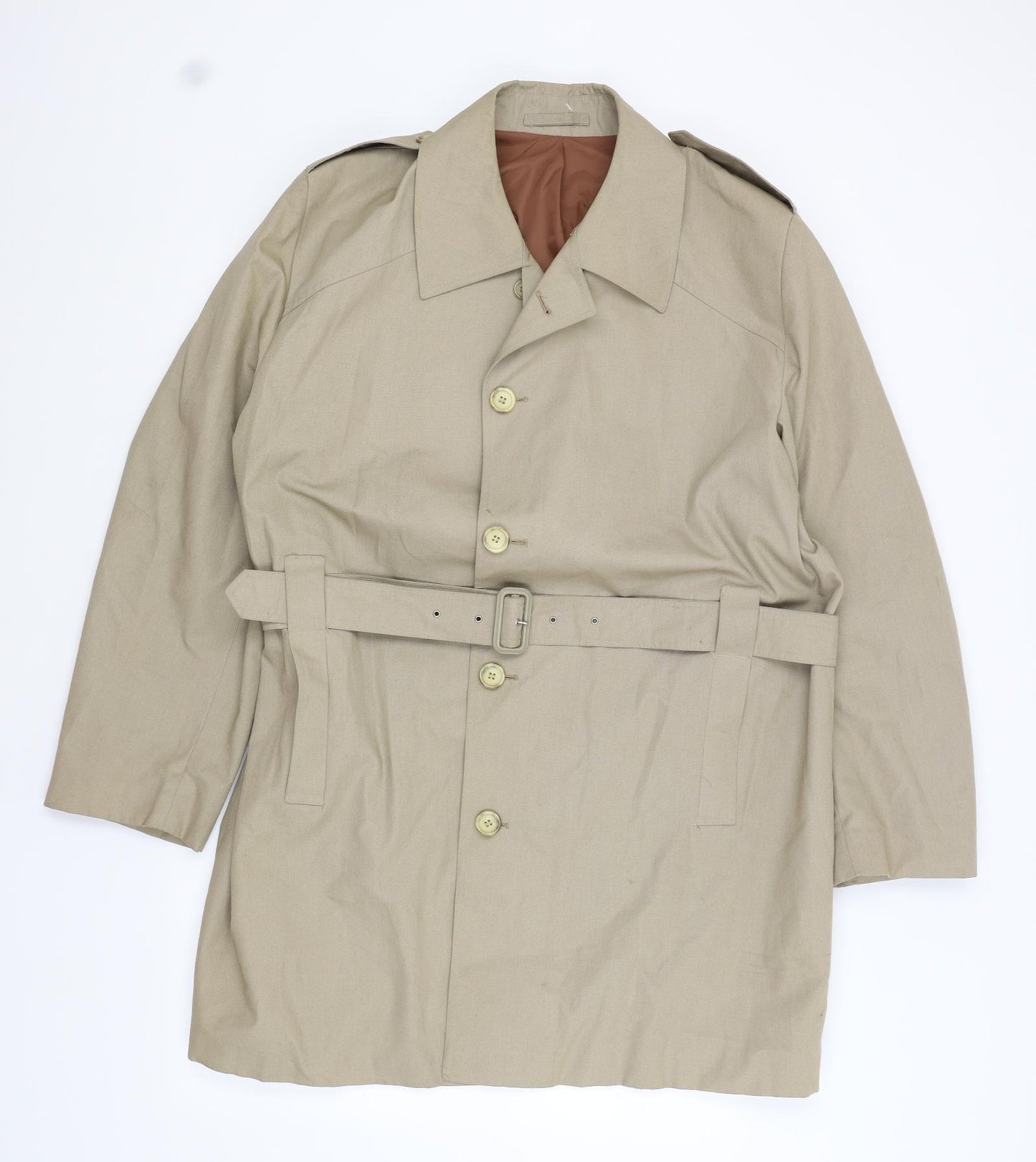 Preworn Mens Beige   Overcoat Coat Size L