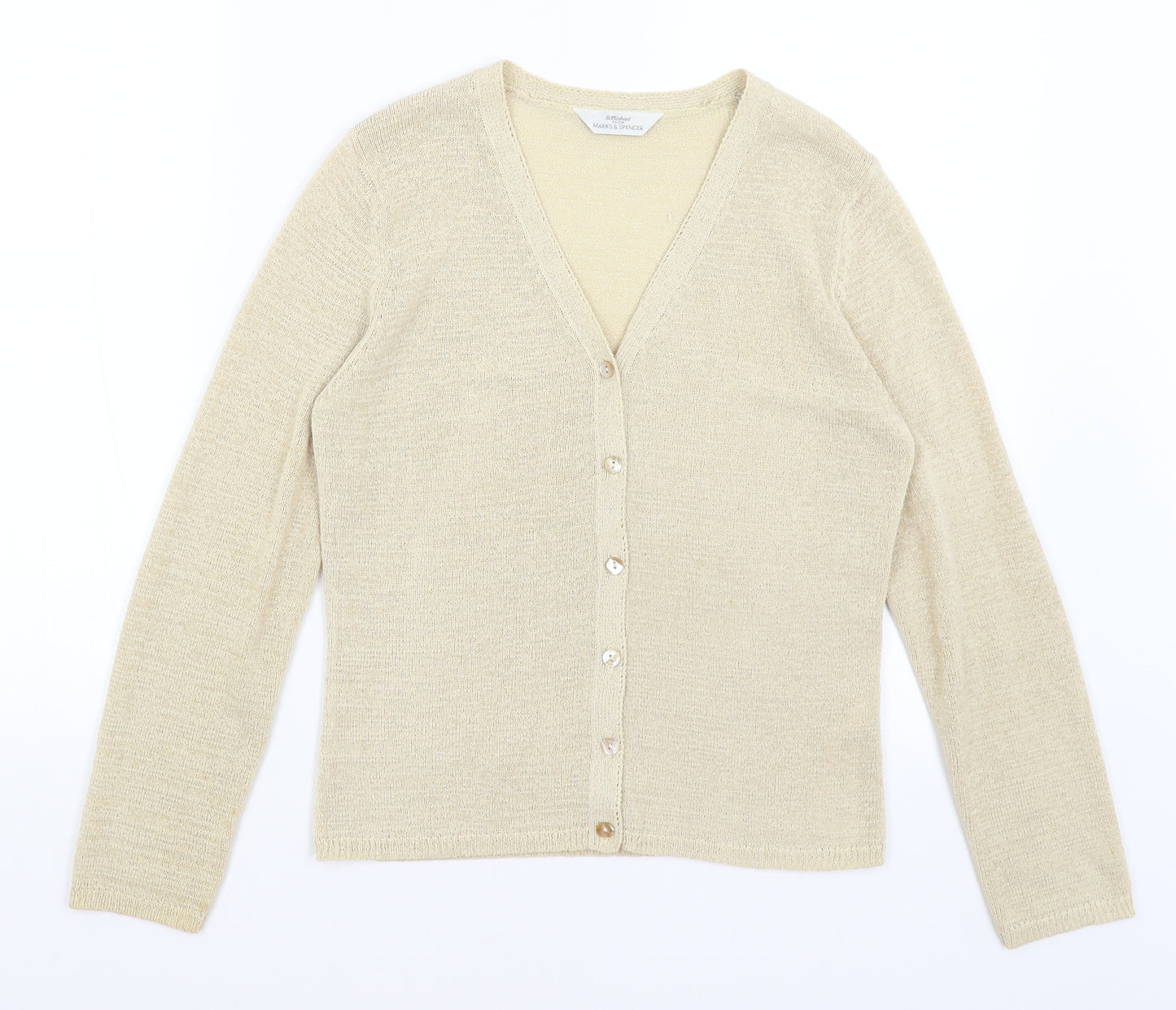 M&S Womens Gold   Cardigan Jumper Size 10