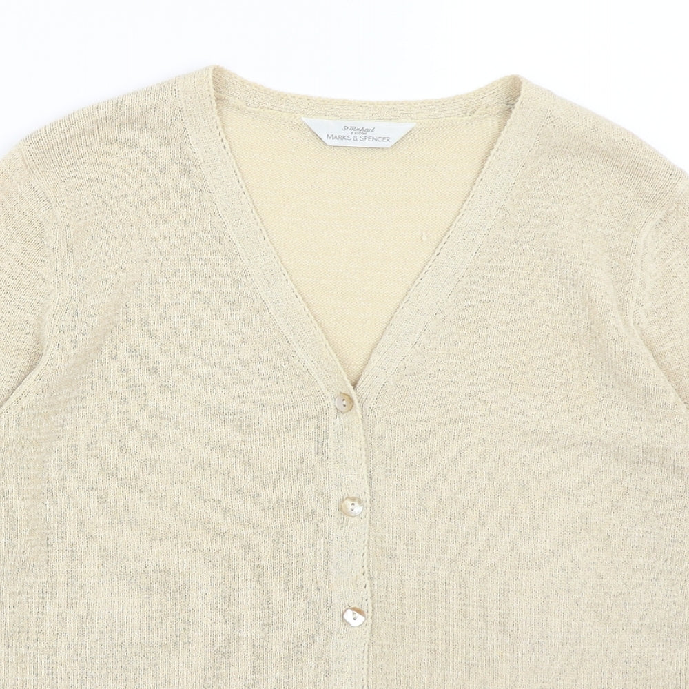 M&S Womens Gold   Cardigan Jumper Size 10