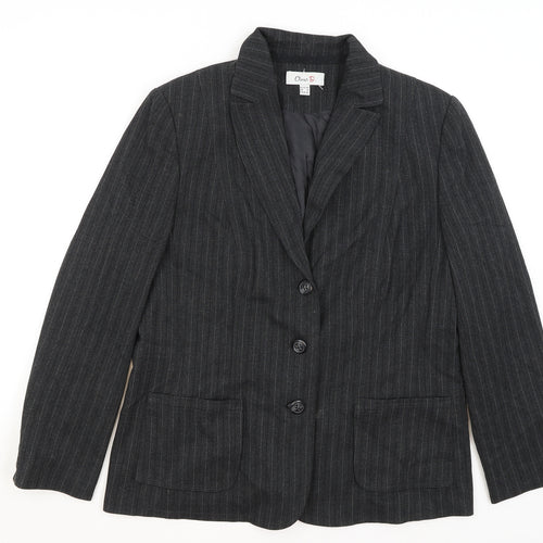 Oscar B Womens Grey Striped  Jacket Blazer Size 18