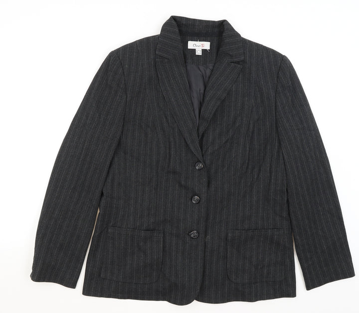 Oscar B Womens Grey Striped  Jacket Blazer Size 18