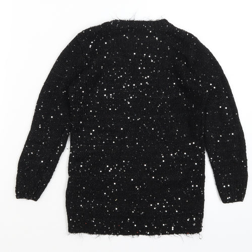 George Girls Black   Pullover Jumper Size 6-7 Years  - Reindeer