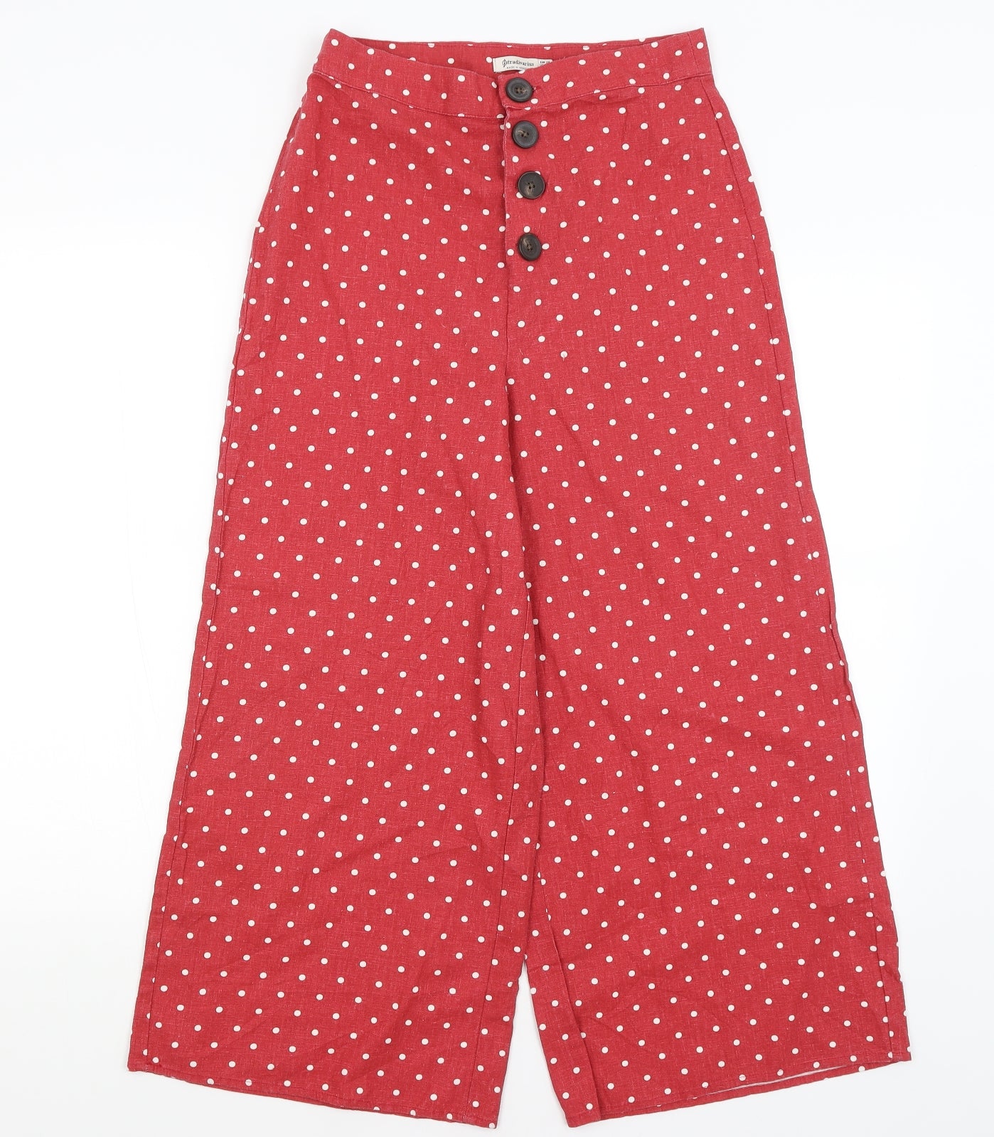 Stradivarius Womens Red Polka Dot  Trousers  Size 10 L23 in