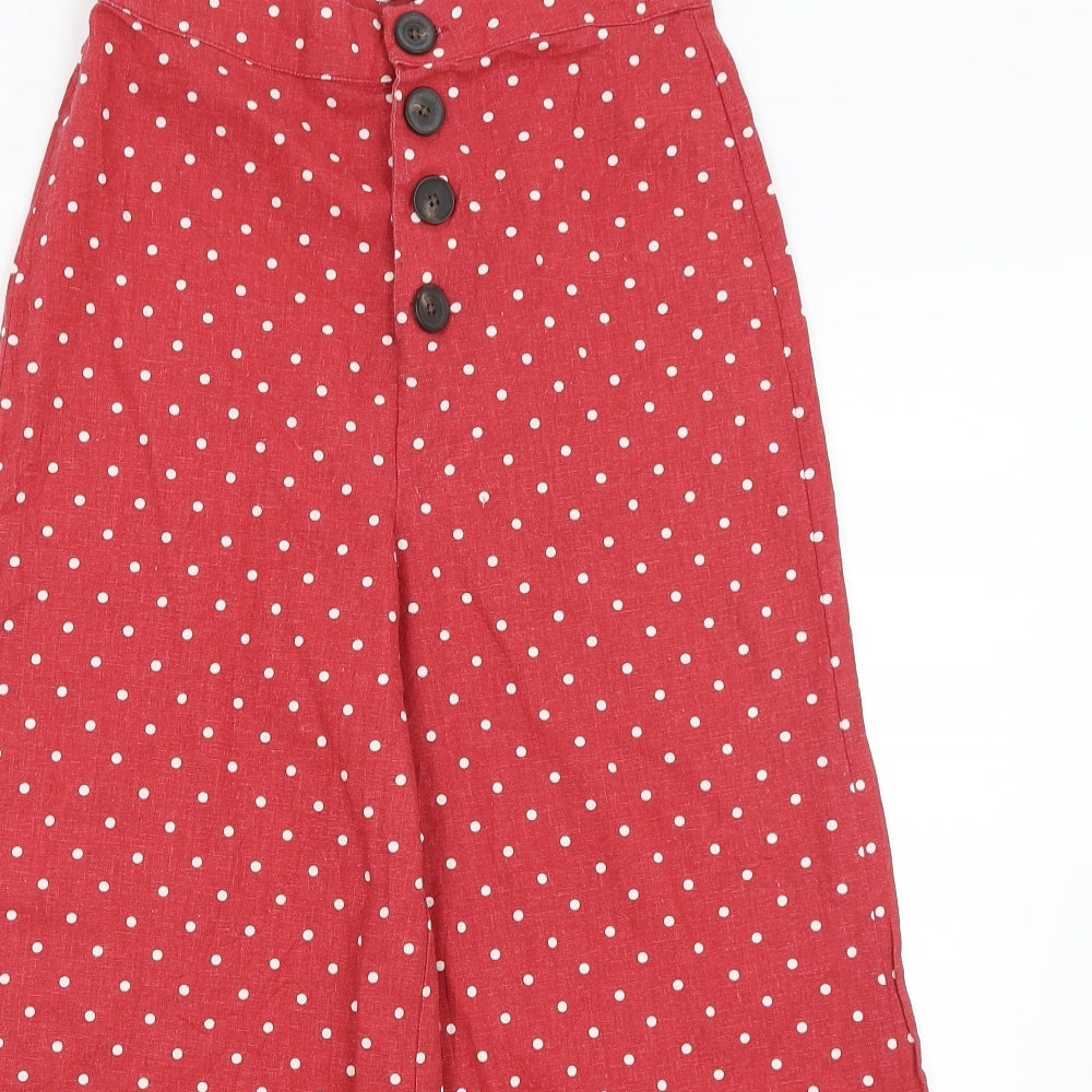 Stradivarius Womens Red Polka Dot  Trousers  Size 10 L23 in