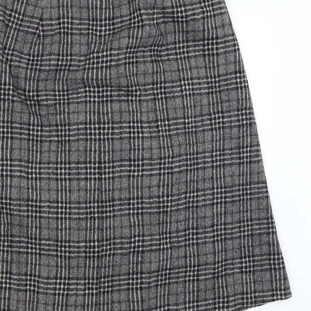 Crea Womens Grey Plaid  A-Line Skirt Size 16
