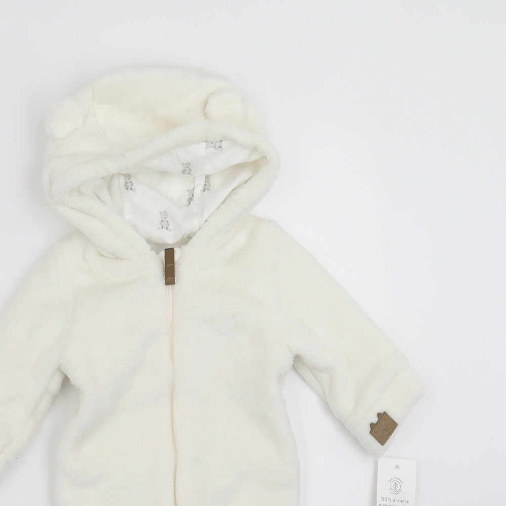 FRED & FLO Baby White   Coverall One-Piece Size 0-3 Months