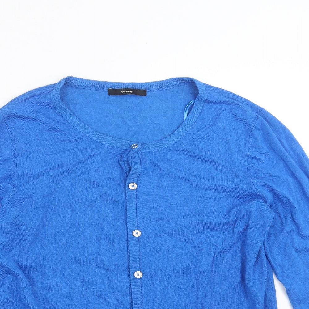 George Womens Blue  Knit Cardigan Jumper Size 14