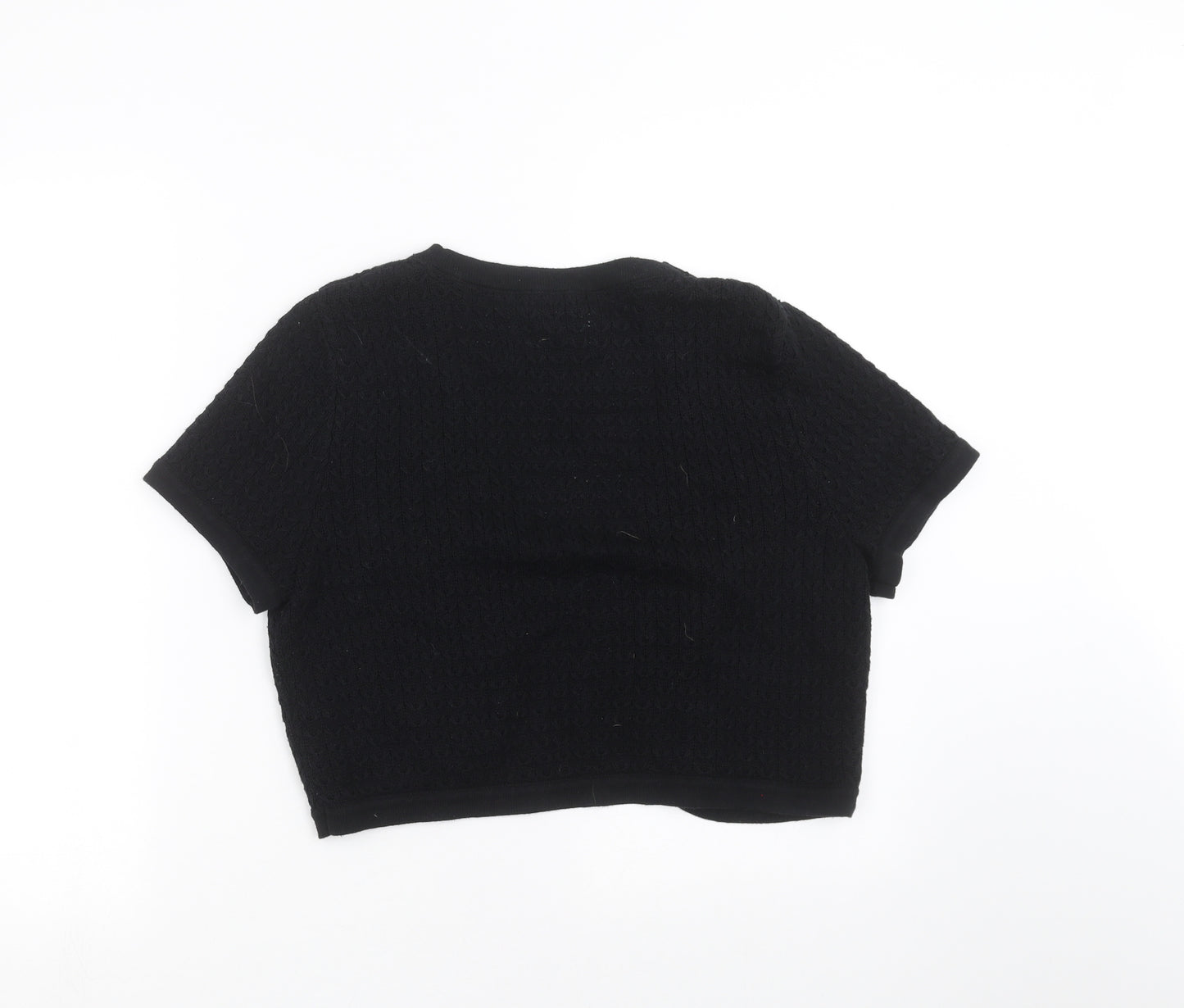 Maine New England Womens Black Geometric  Shrug Jumper Size 12