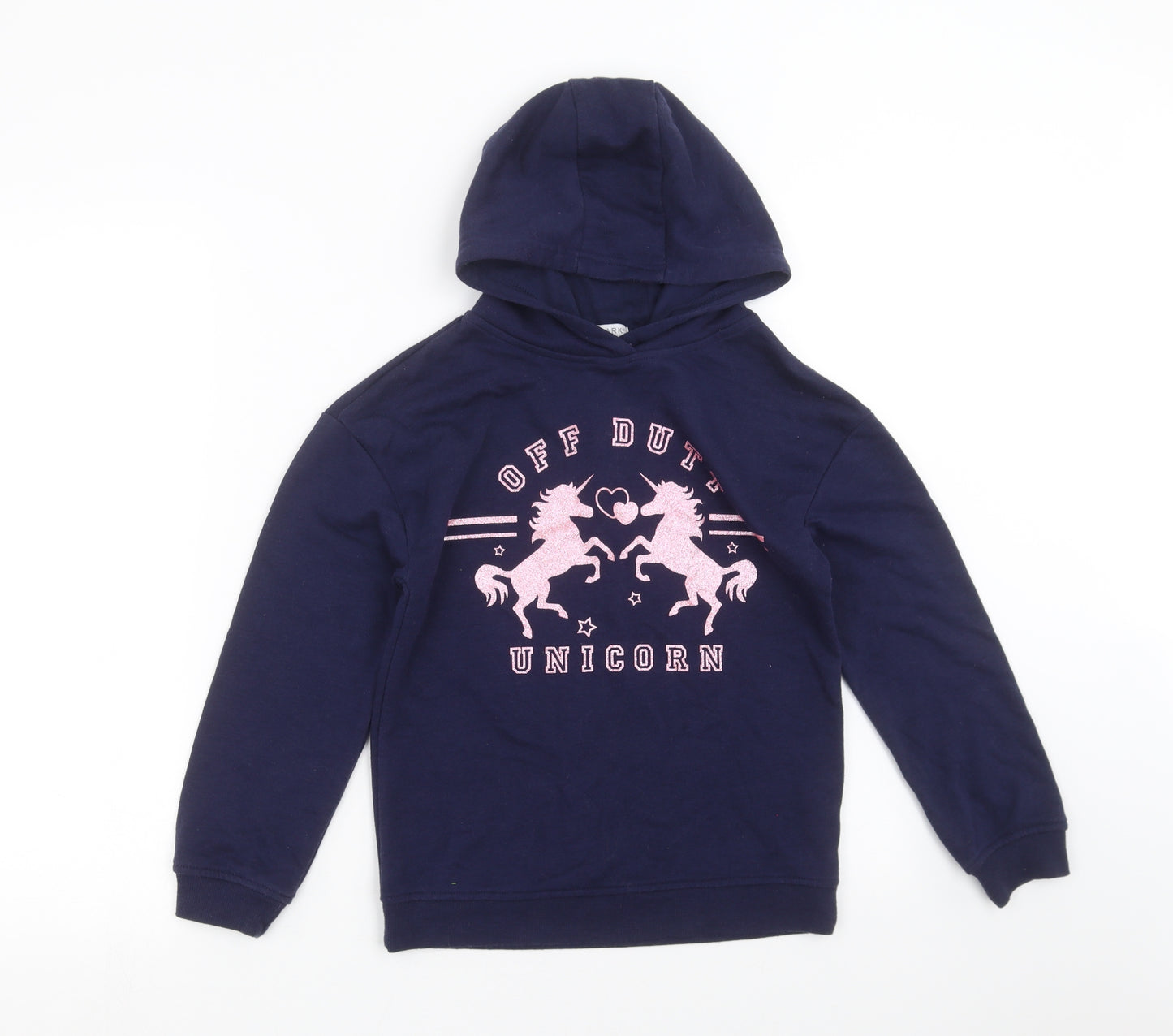 Primark Girls Blue   Pullover Hoodie Size 9-10 Years  - unicorn