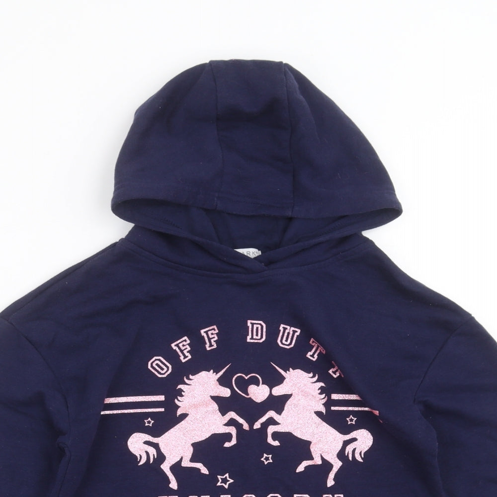 Primark Girls Blue   Pullover Hoodie Size 9-10 Years  - unicorn
