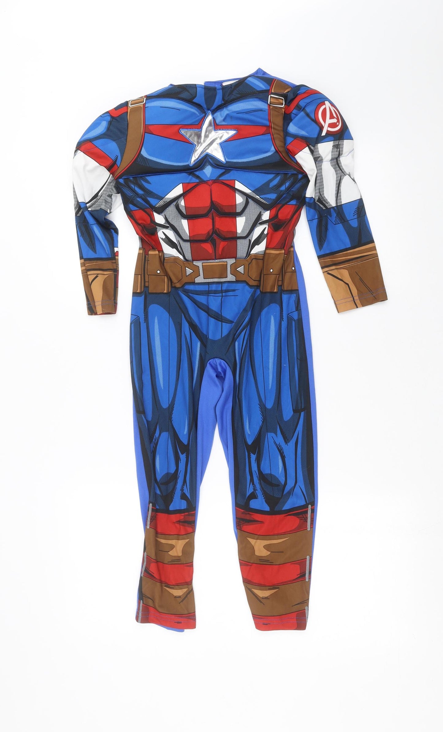 Captain America Boys Blue   Basic T-Shirt Size 5-6 Years  - captain america costume