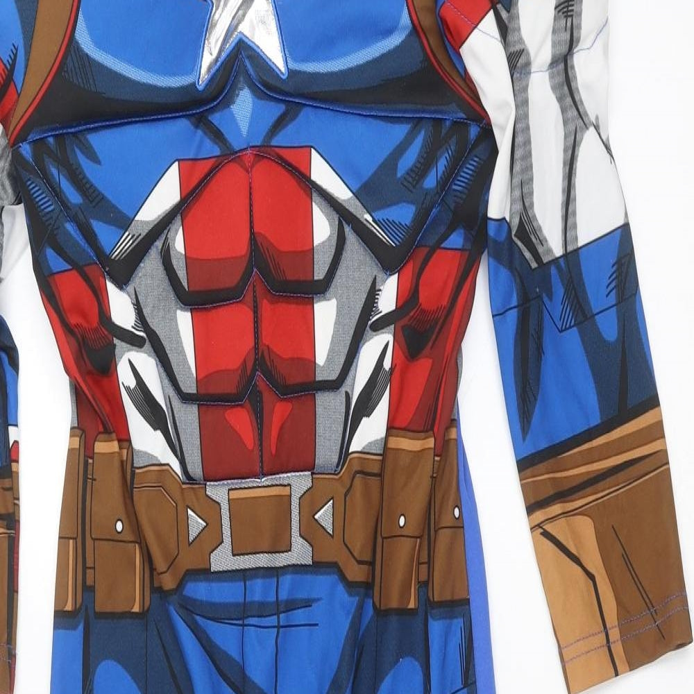 Captain America Boys Blue   Basic T-Shirt Size 5-6 Years  - captain america costume