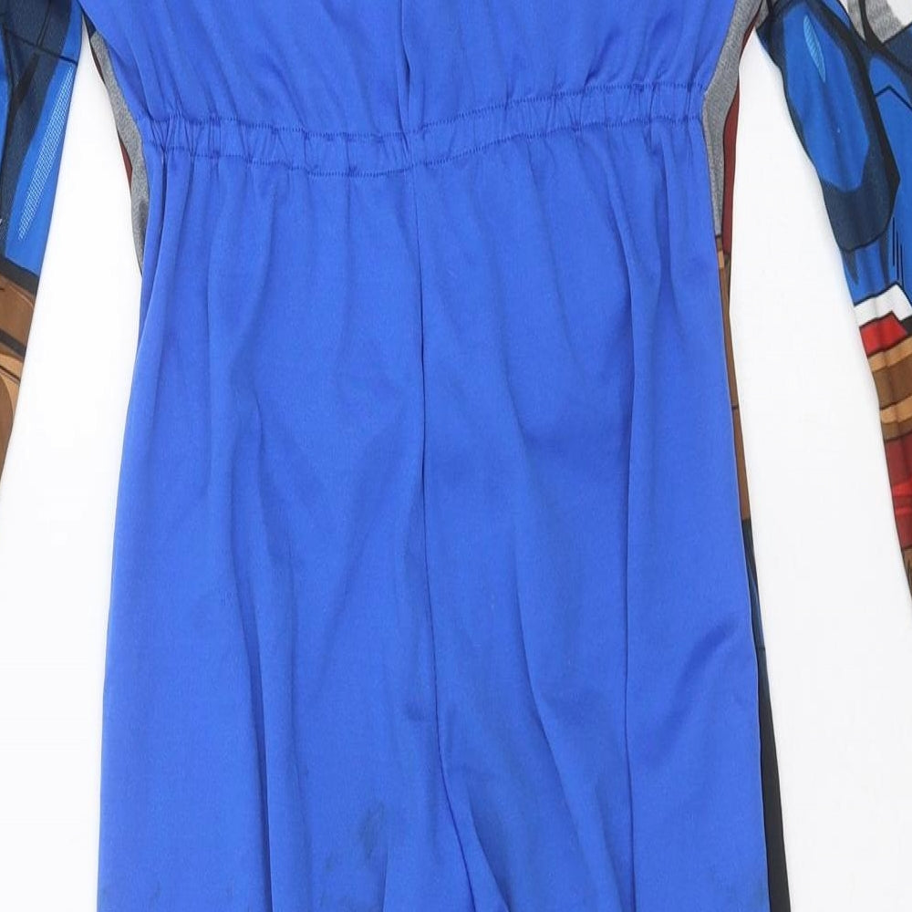 Captain America Boys Blue   Basic T-Shirt Size 5-6 Years  - captain america costume