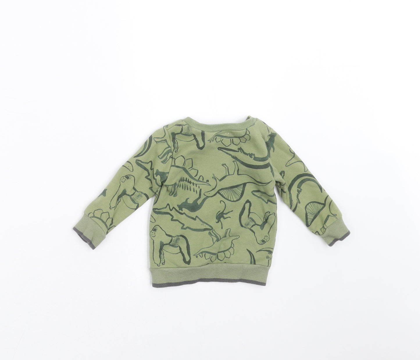 mamas & papas Baby Green   Pullover Jumper Size 3-6 Months  - dinosaur