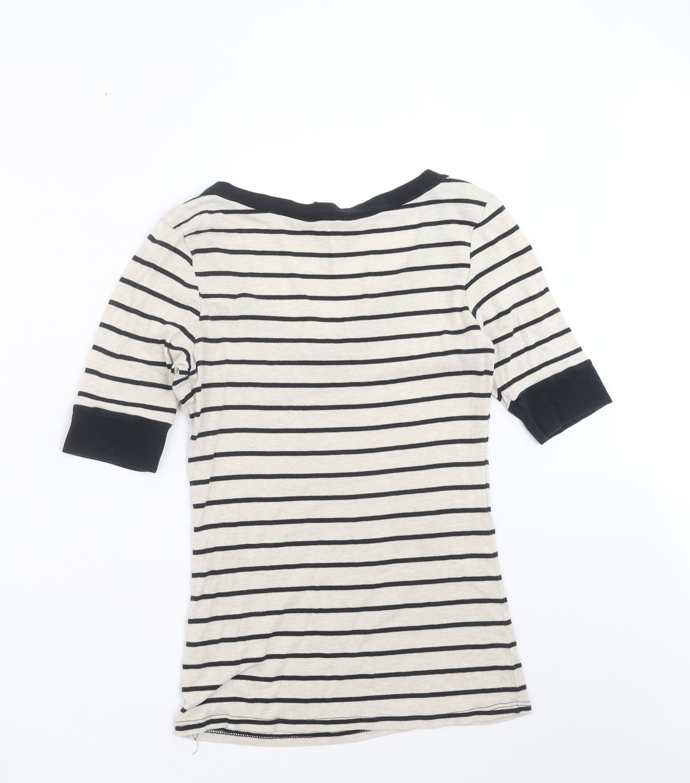 Dorothy Perkins Womens Beige Striped  Basic T-Shirt Size 8