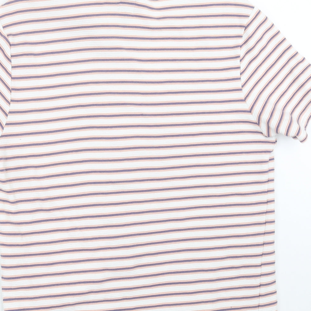 River Island Mens White Striped   T-Shirt Size M