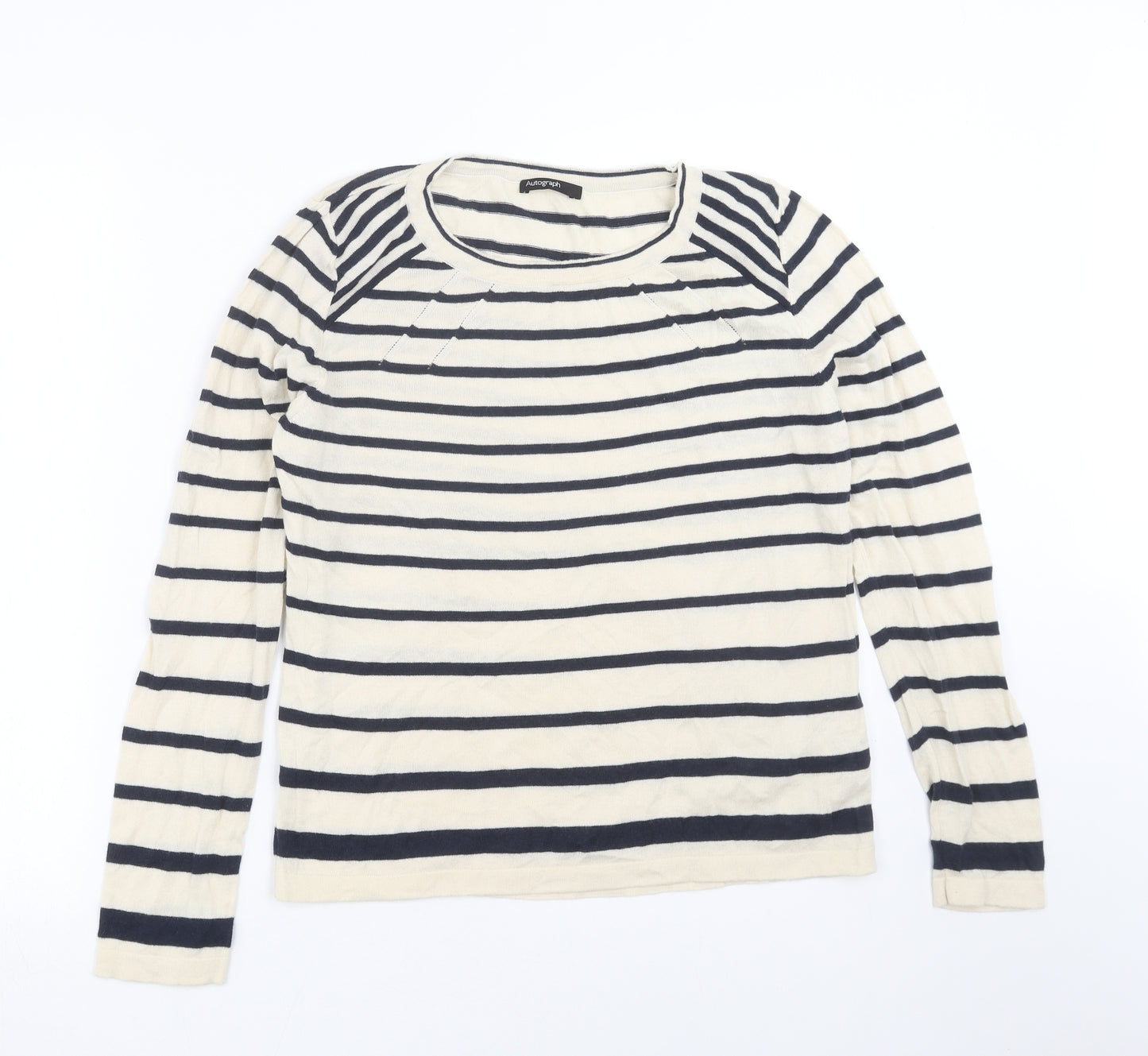 Marks and Spencer Womens Beige Striped Knit Pullover Jumper Size 14