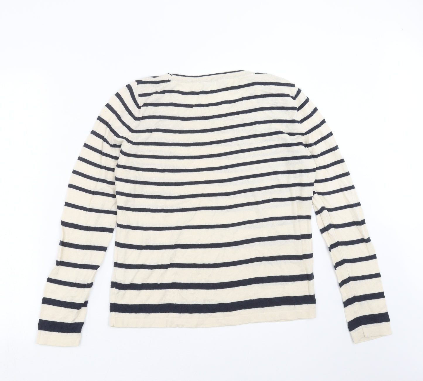 Marks and Spencer Womens Beige Striped Knit Pullover Jumper Size 14