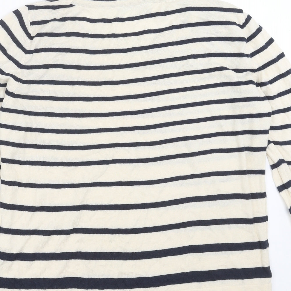 Marks and Spencer Womens Beige Striped Knit Pullover Jumper Size 14