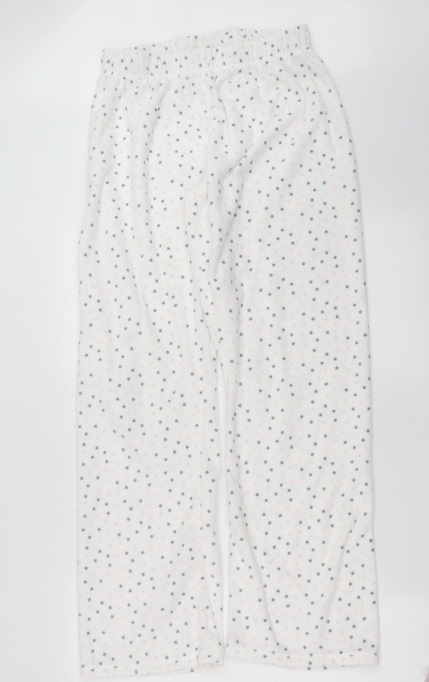 Primark Womens White Polka Dot Fleece  Pyjama Pants Size S