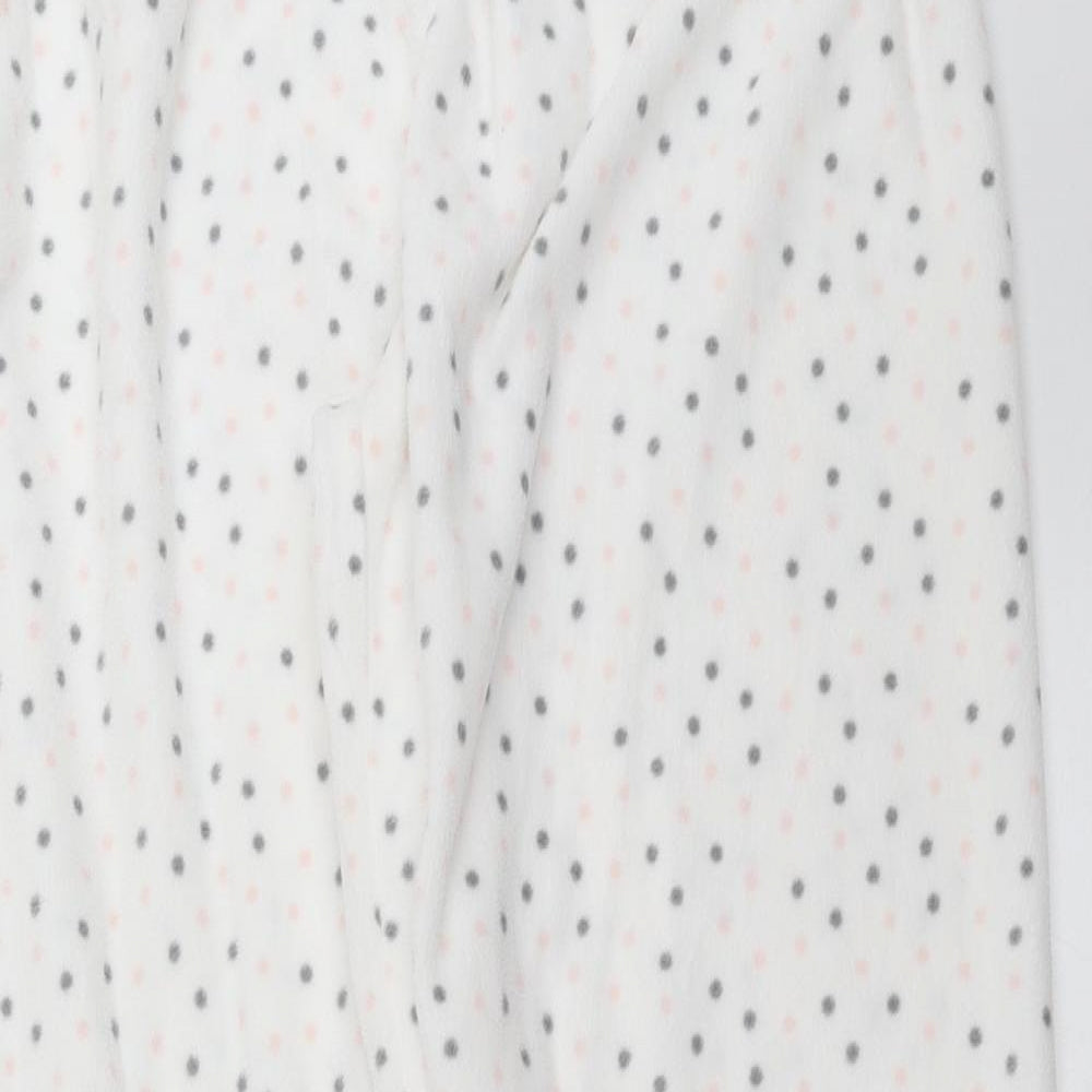 Primark Womens White Polka Dot Fleece  Pyjama Pants Size S