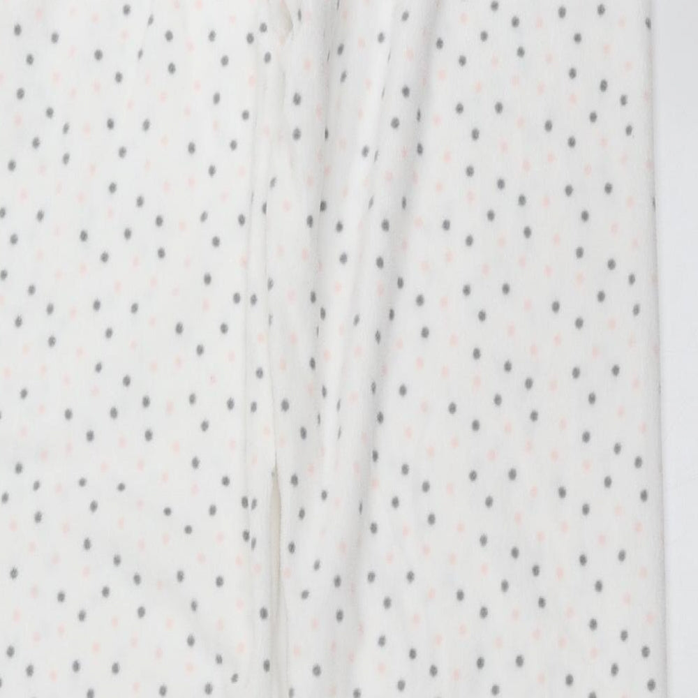 Primark Womens White Polka Dot Fleece  Pyjama Pants Size S