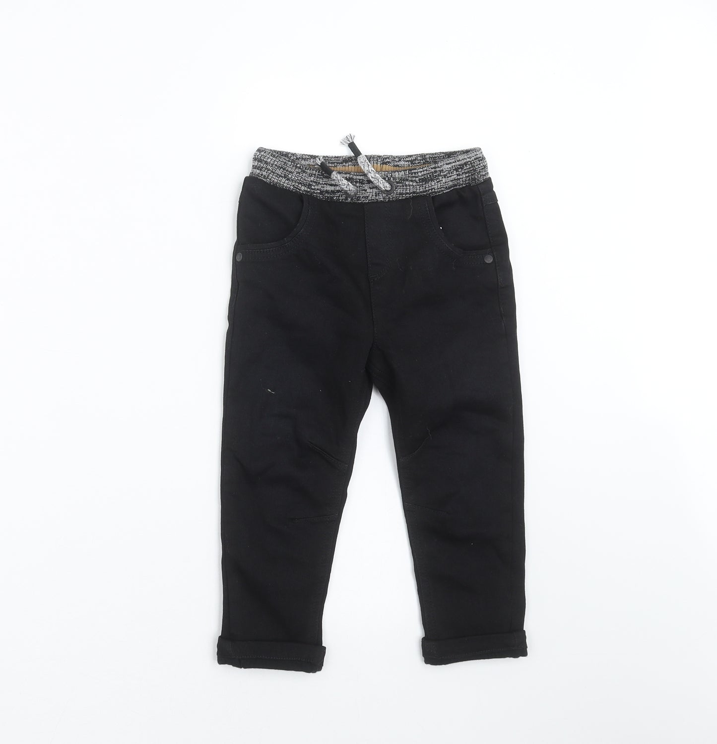George Boys Black  Denim Straight Jeans Size 2-3 Years - jogger waist