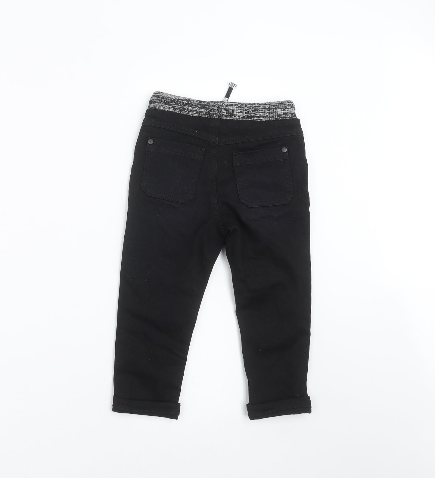 George Boys Black  Denim Straight Jeans Size 2-3 Years - jogger waist