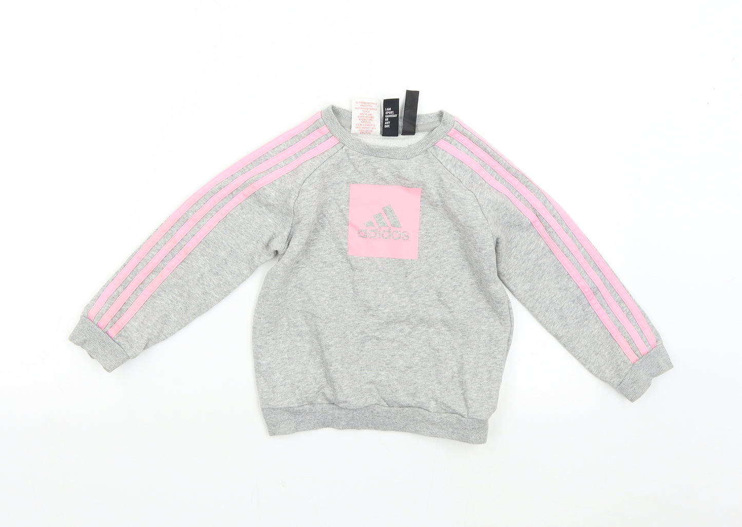 adidas Girls Grey   Pullover Sweatshirt Size 3-4 Years